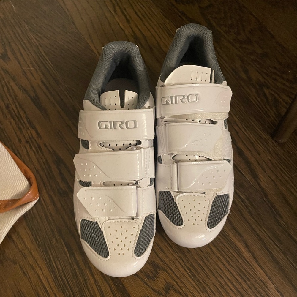 Giro Gray and White Cycling Sneakers